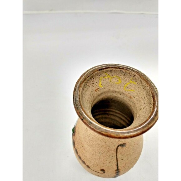Vintage MEXICAN Tonala CLAY VASE Hand Painted 5 3/4 x 3 1/4" - Picture 5 of 10